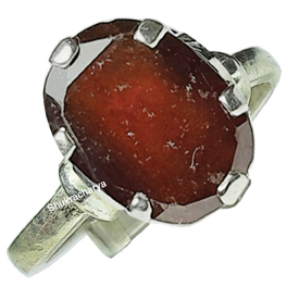 Natural Gomed (Hessonite) Silver Ring; Original & Certified